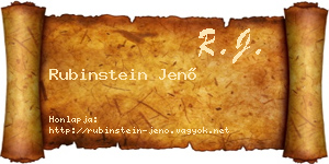 Rubinstein Jenő névjegykártya